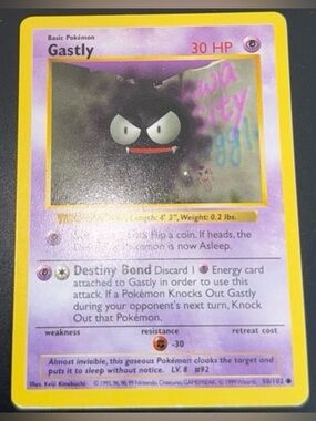 Shadowless Base Set Gastly 50/102 common 1999 WOTC Non-HoloFoil original  MP